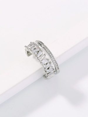 Double Row Irregular Stone Adjustable Ring